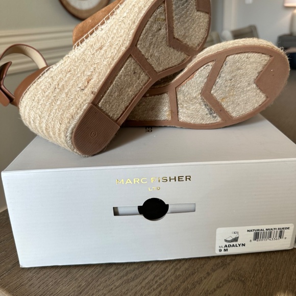 Marc Fisher Adalyn Espadrille Wedge Sandals 9M EUC Tan/Brown - Picture 4 of 5